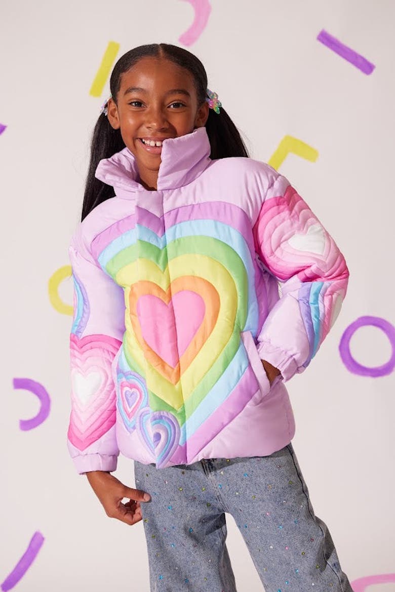 Rainbow Heart Puffer, Alternate, color, Multicolor