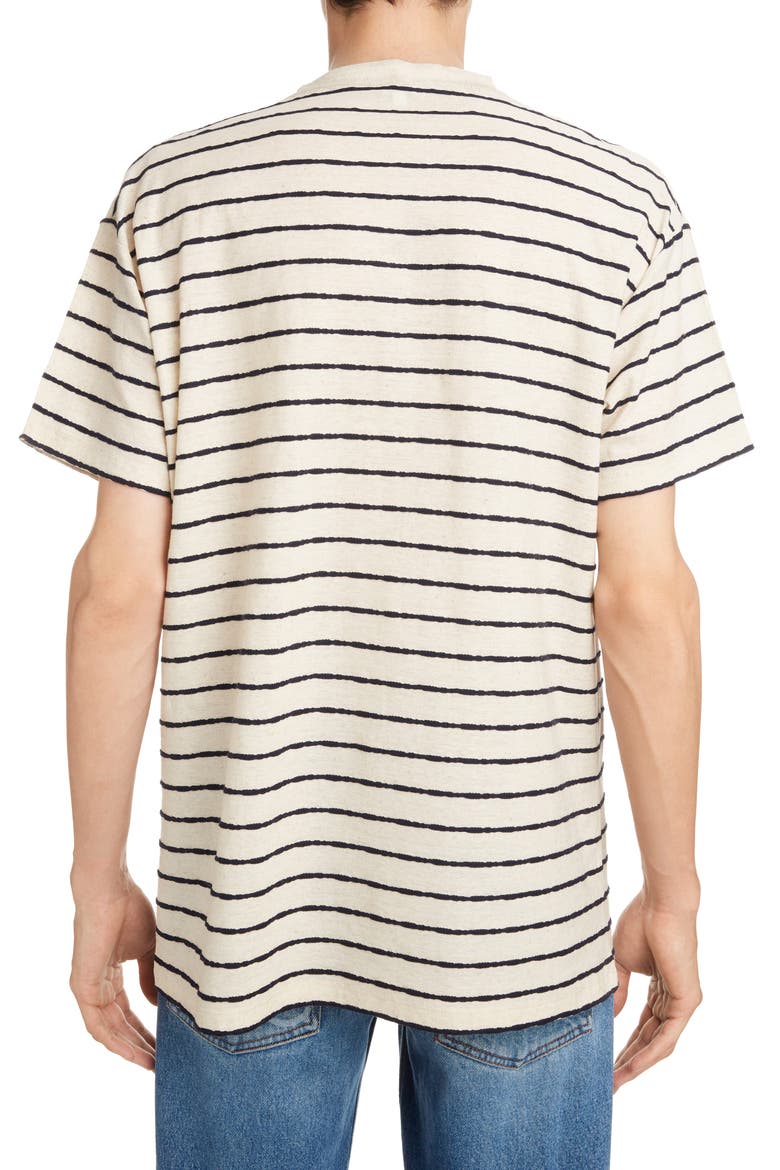 Anagram Embroidered Stripe T-Shirt, Alternate, color, ECRU/ NAVY BLUE