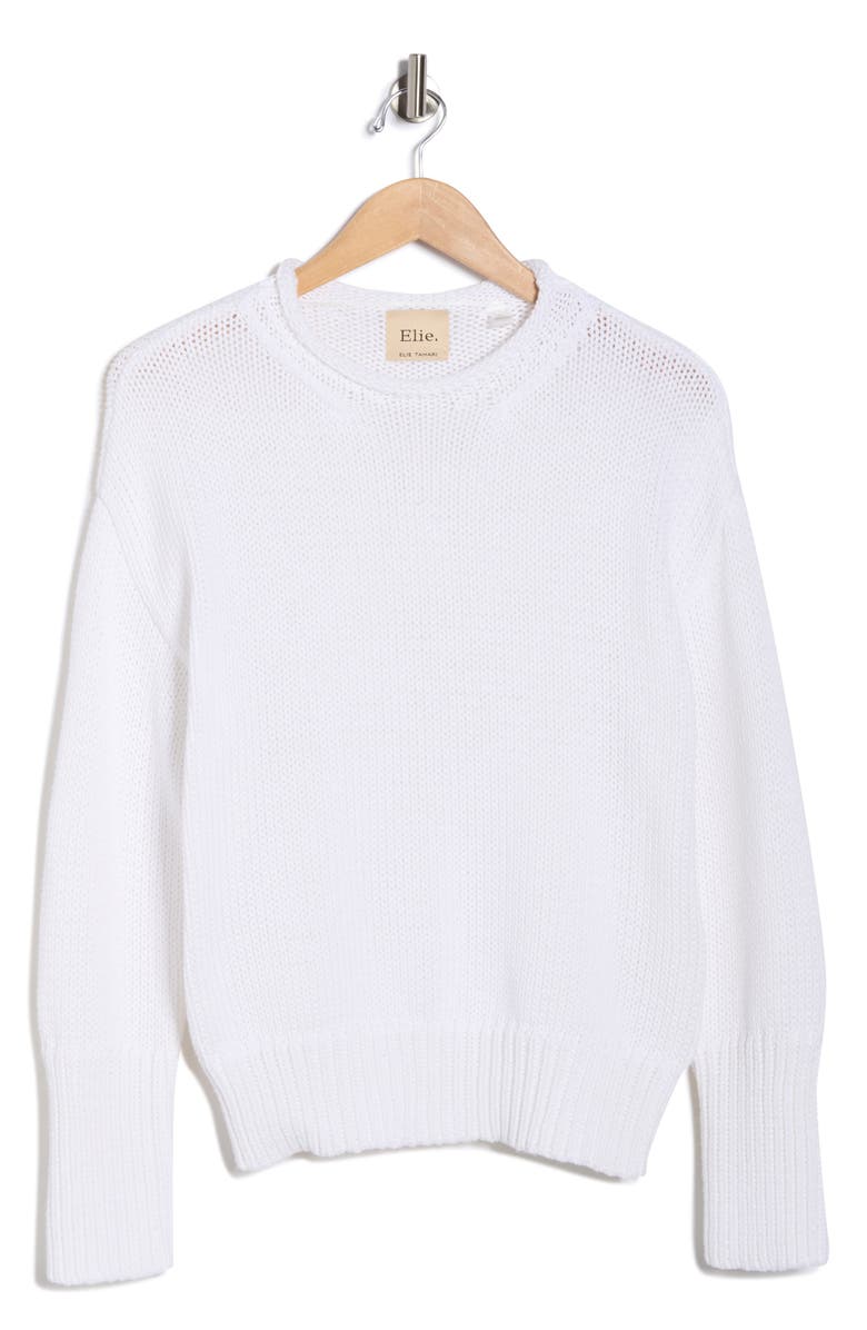 ELIE ELIE TAHARI Rolled Neck Cotton Sweater, Main, color, White