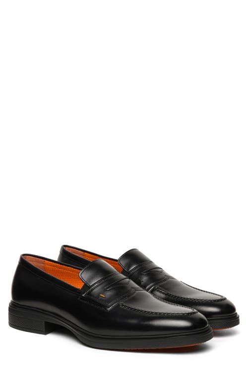 Santoni Easy Penny Loafer in Black-N01 