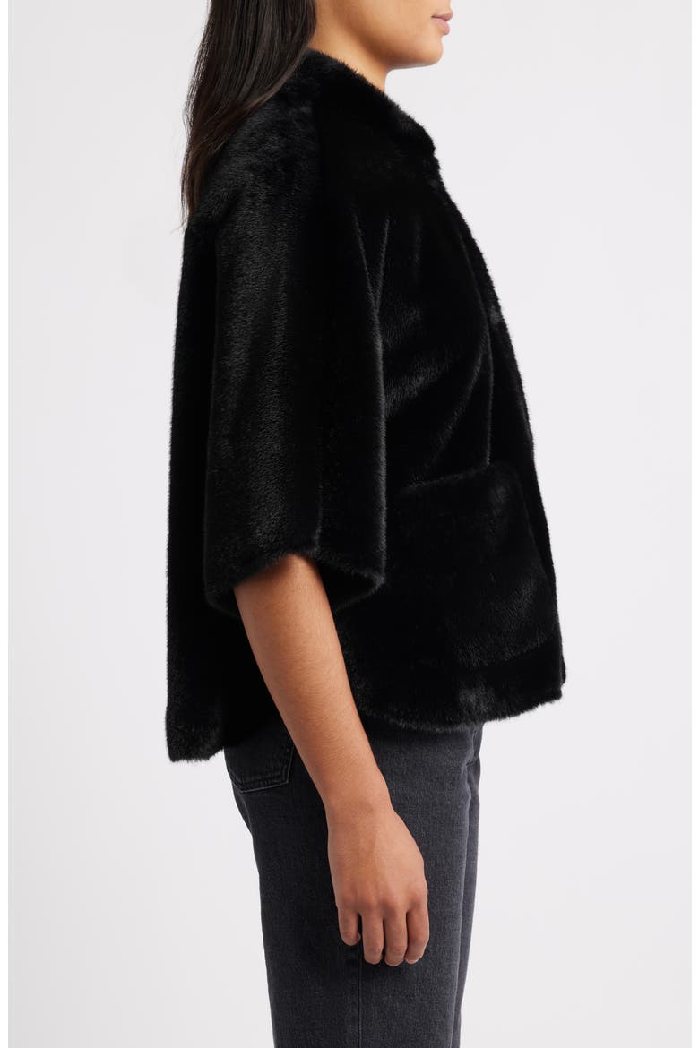 Faux Fur Capelet, Alternate, color, BLACK
