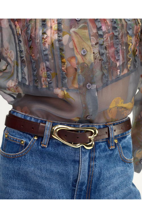 Cynthia Rowley Signature Thin Buckle Belt In Brown
