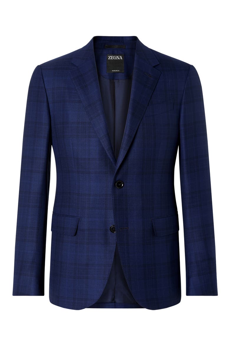 Natural Plaid Wool Sport Coat, Main, color, BLUE AND DARK BLUE
