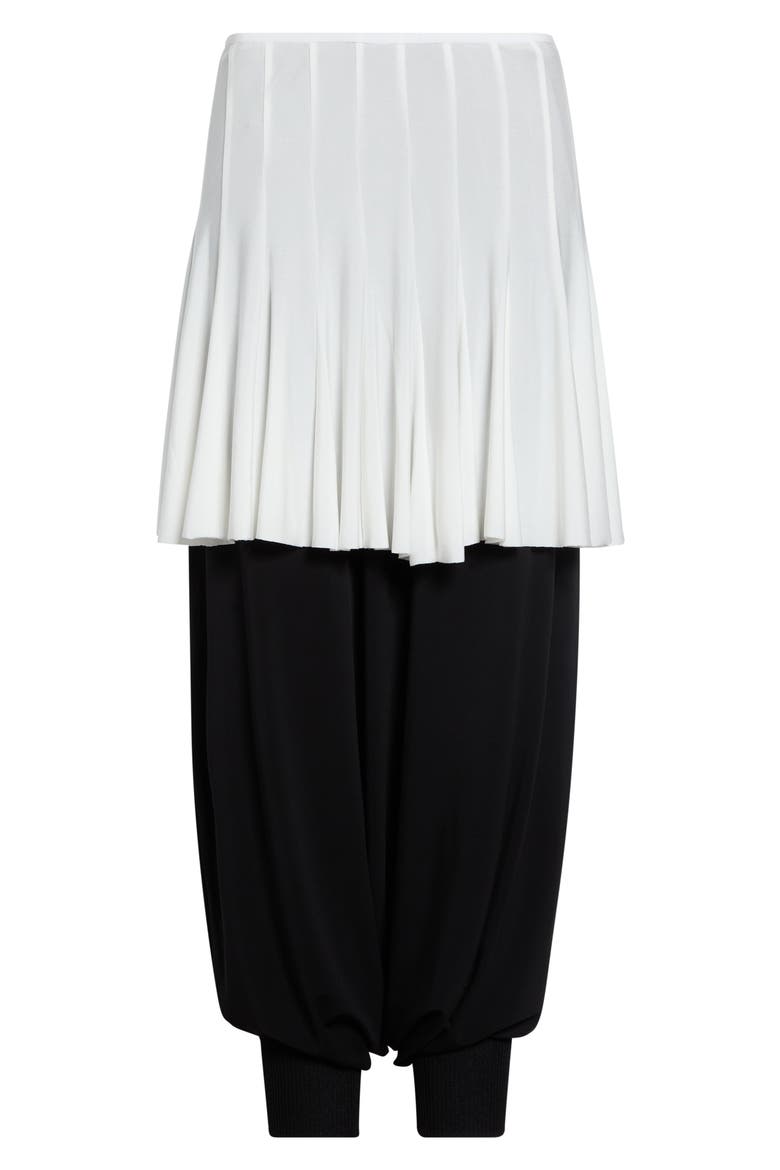 Lumiere Layered Pleated Pants, Main, color, BLACK/ WHITE