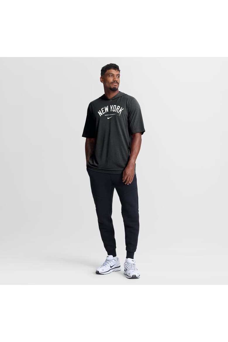 Men's Nike Black New York Yankees Arched Wordmark Tri-Blend Hooded T-Shirt, Alternate, color, Black