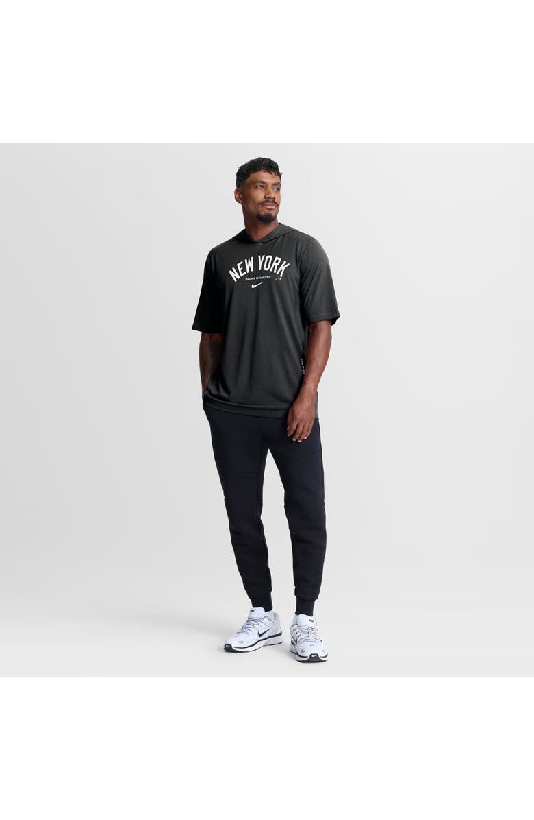 Nike Men's Nike Black New York Yankees Arched Wordmark Tri-Blend Hooded T-Shirt, Alternate, color, Black