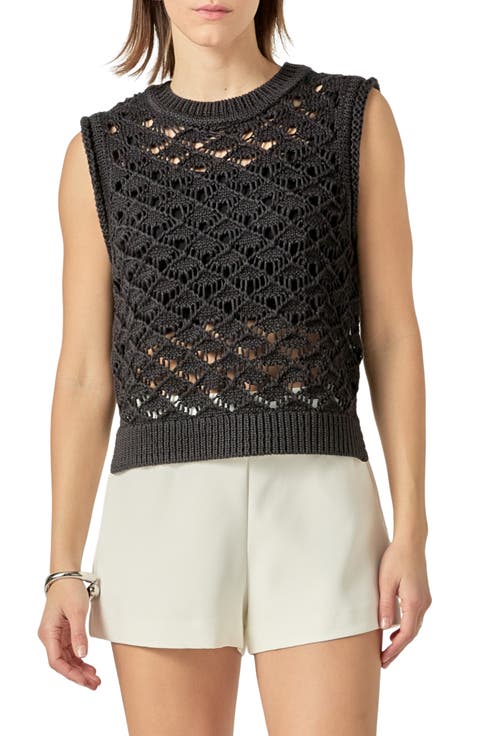 Open Knit Sleeveless Sweater