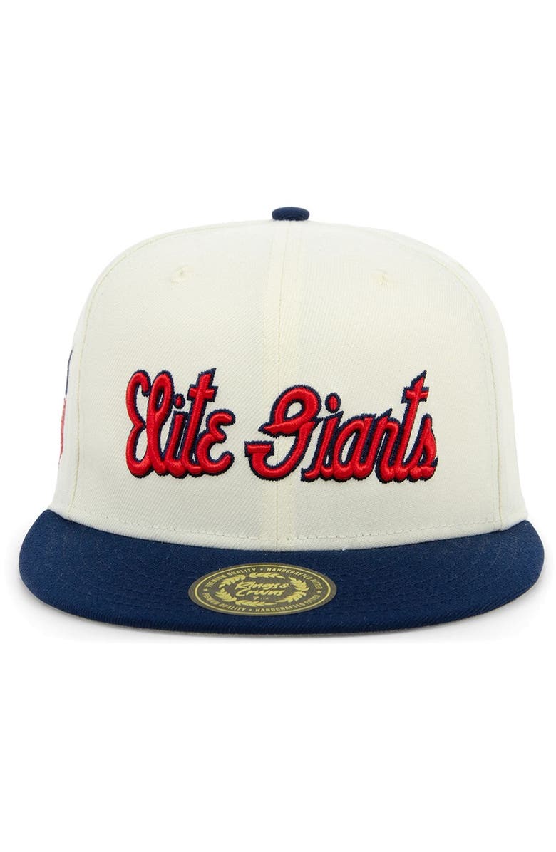 RINGS & CRWNS Men's Rings & Crwns Cream/Navy Baltimore Elite Giants Team Fitted Hat, Alternate, color, 