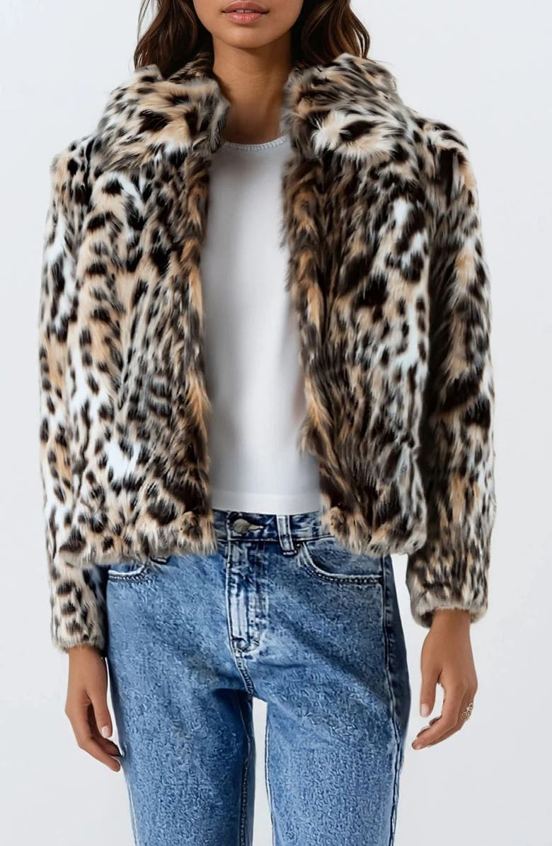 Noize Laurianne Faux Fur Coat, Main, color, Off White Animal