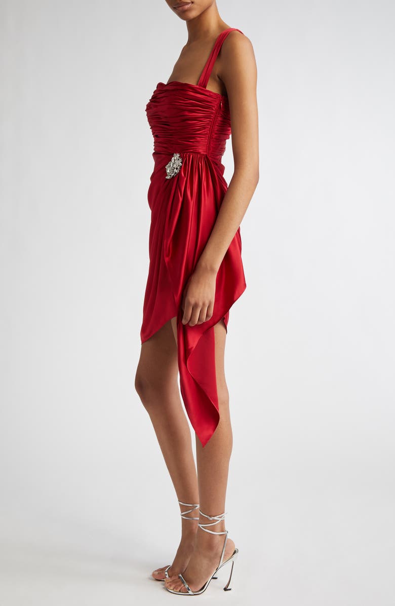 Cinq à Sept Tate Asymmetric Hem Silk Minidress, Alternate, color, Red Currant