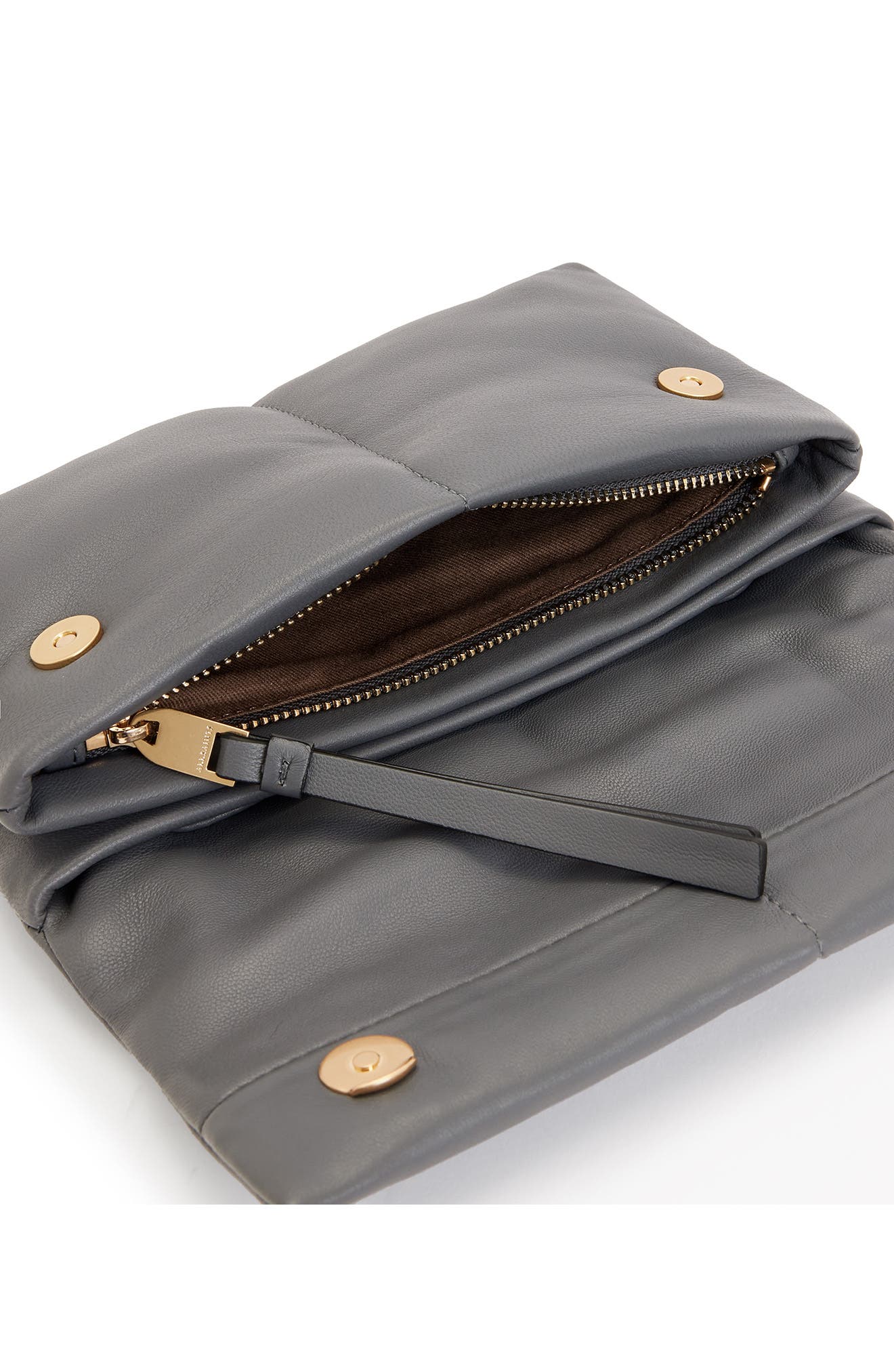 AllSaints Ezra Logo Strap Leather Crossbody Bag, Alternate, color, Slate Grey