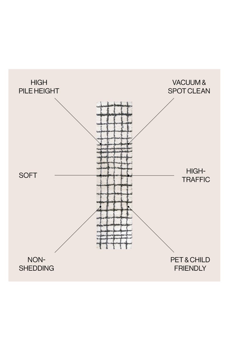 JONATHAN Y Arenal Geometric Grid Shag Area Rug, Alternate, color, White/Gray