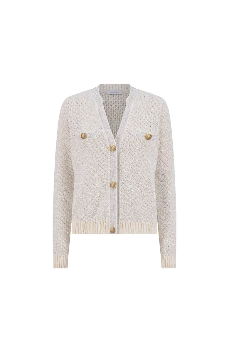 The Noli Shop Shannon Sequin Cardigan Top, Alternate, color, Pearl