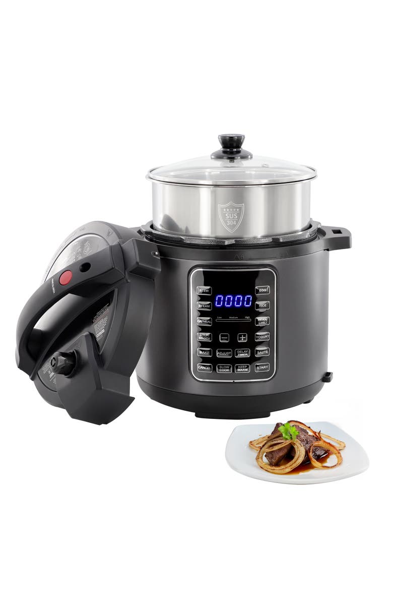 Megachef 6 Quart 11-in-1 Electric Pressure Cooker, Multi-Cooker with Stainless Steel Crock, Main, color, Grey