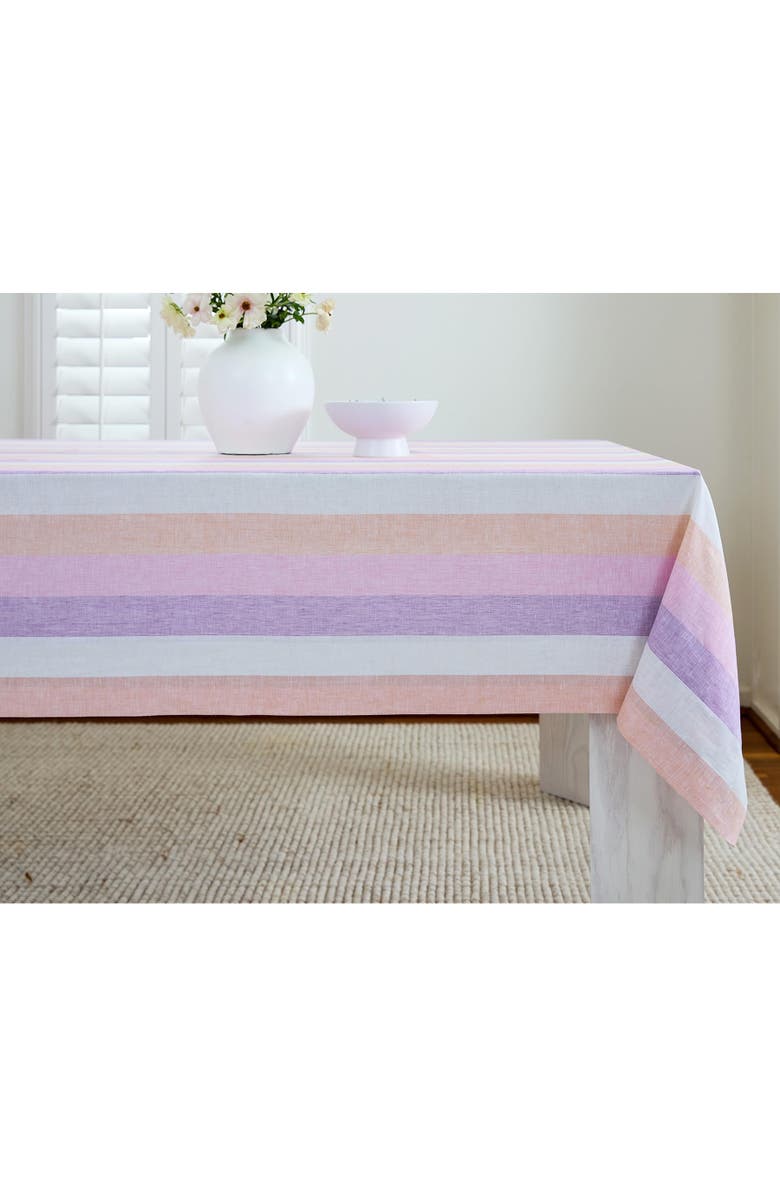 Solino Home Linen Table Throw - Gelato Stripe, 50 x 50 Inch, Main, color, Gelato