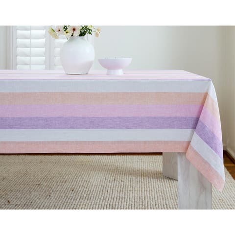 Linen Table Throw - Gelato Stripe, 50 x 50 Inch