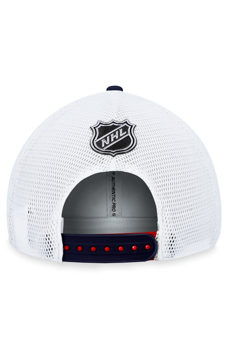 FANATICS Men's Fanatics Branded  Red Columbus Blue Jackets Authentic Pro Rink Trucker Adjustable Hat, Alternate, color, 