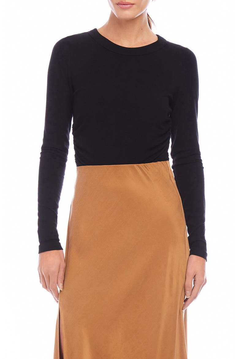 Side Shirred Rib Top, Main, color, BLACK