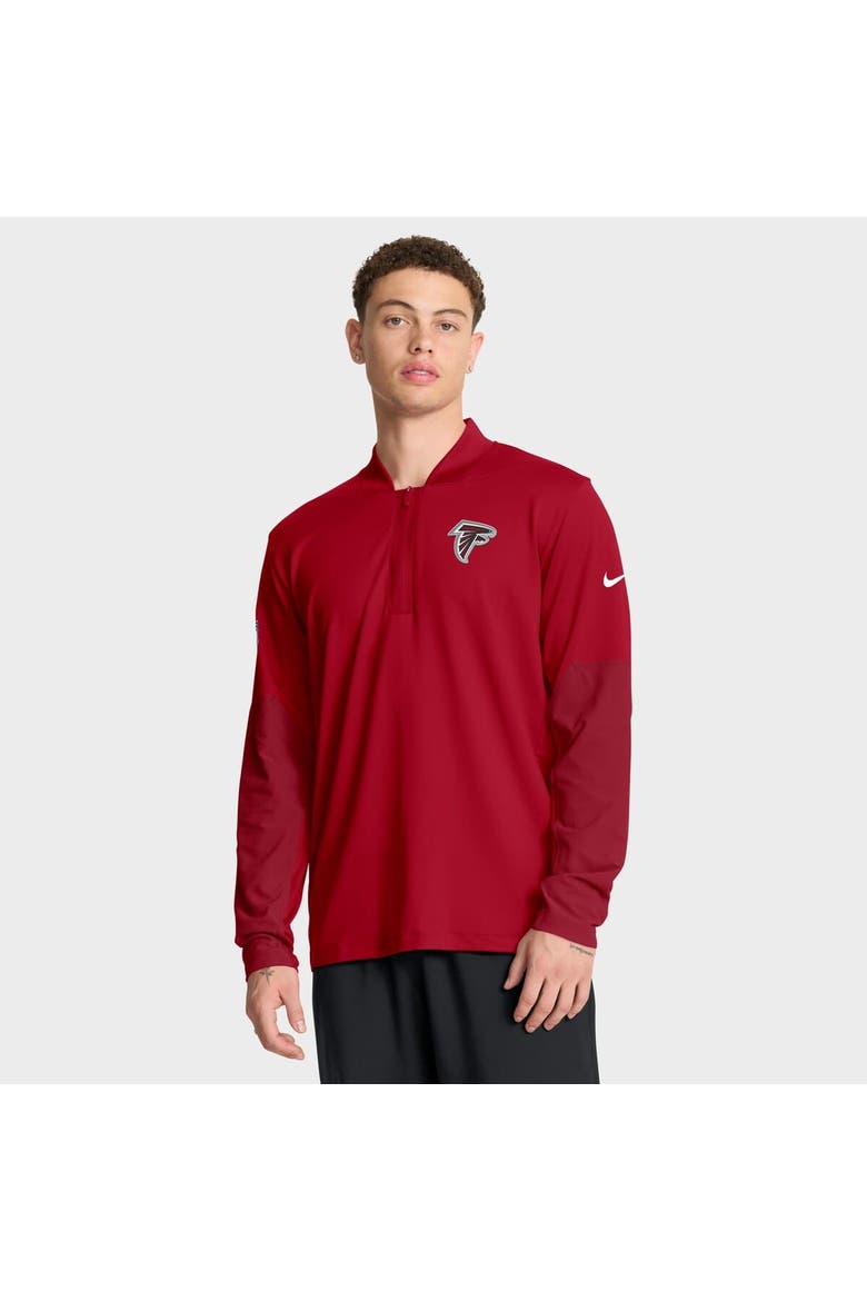 Men's Nike Red Atlanta Falcons Sideline Dri-FIT Half-Zip Pullover, Alternate, color, Red