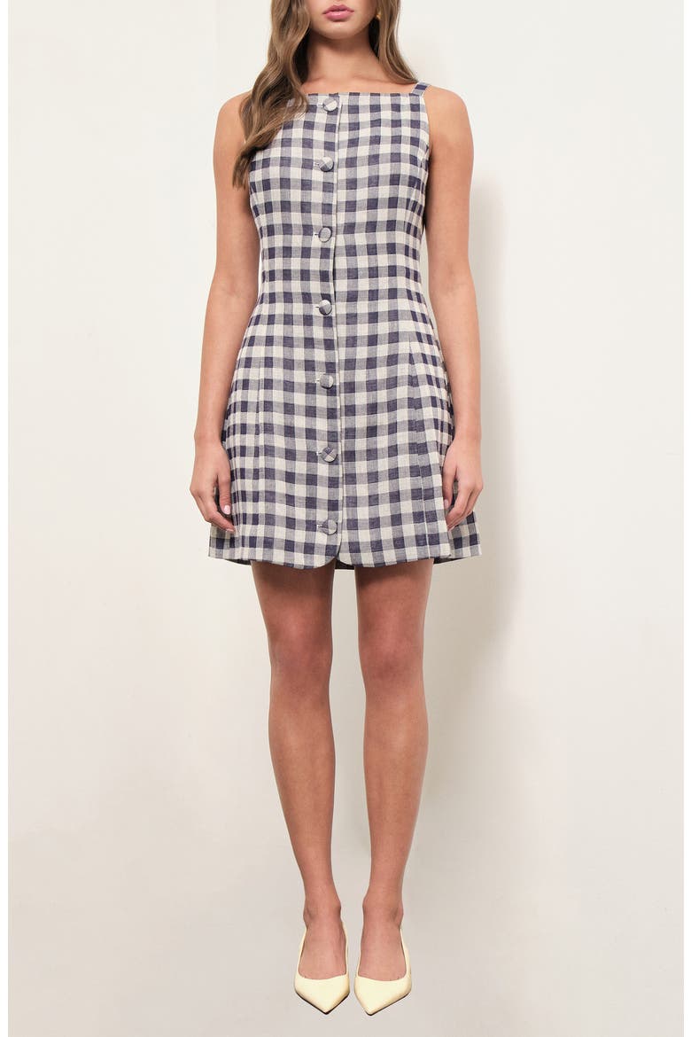 Amanda Gingham Minidress, Main, color, NAVY GINGHAM