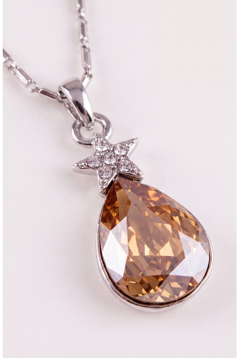 Topaz Teardrop Star Pendant Necklace, Alternate, color, Silver