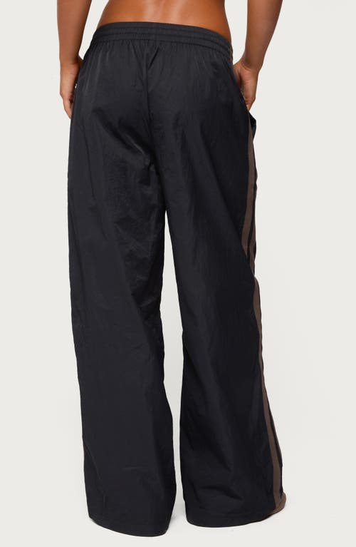 Edikted Kieran Stripe Nylon Track Pants In Black