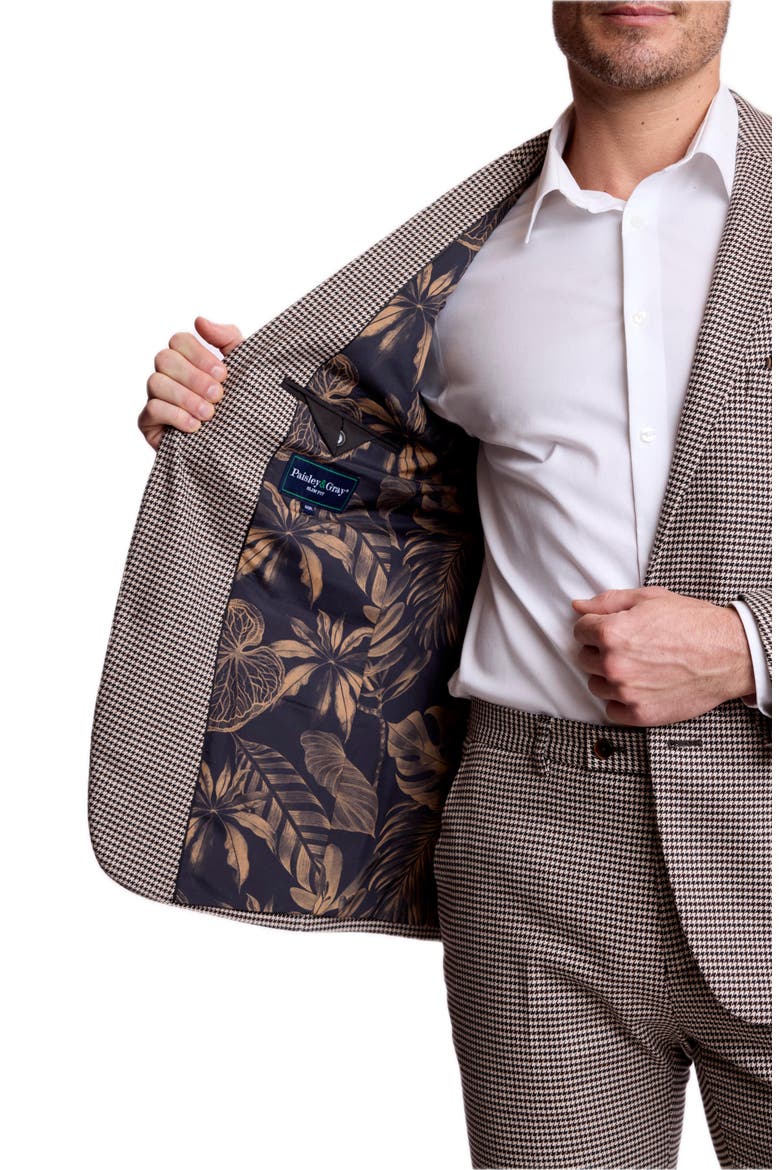 Ashton Slim Fit Houndstooth Check Peak Lapel Suit Jacket, Alternate, color, DK CHOC BEIGE HOUNDSTOOTH