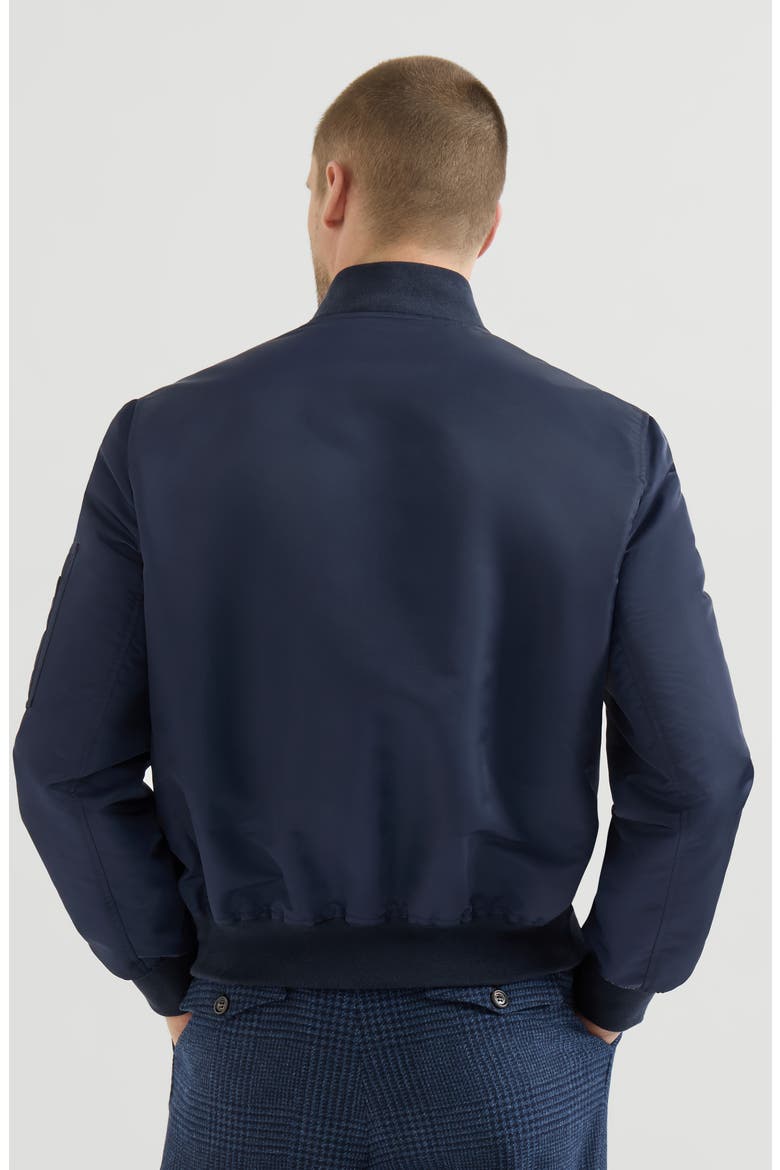 Water-resistant techno satin bomber jacket with Thermore® padding, Alternate, color, Navy Blue