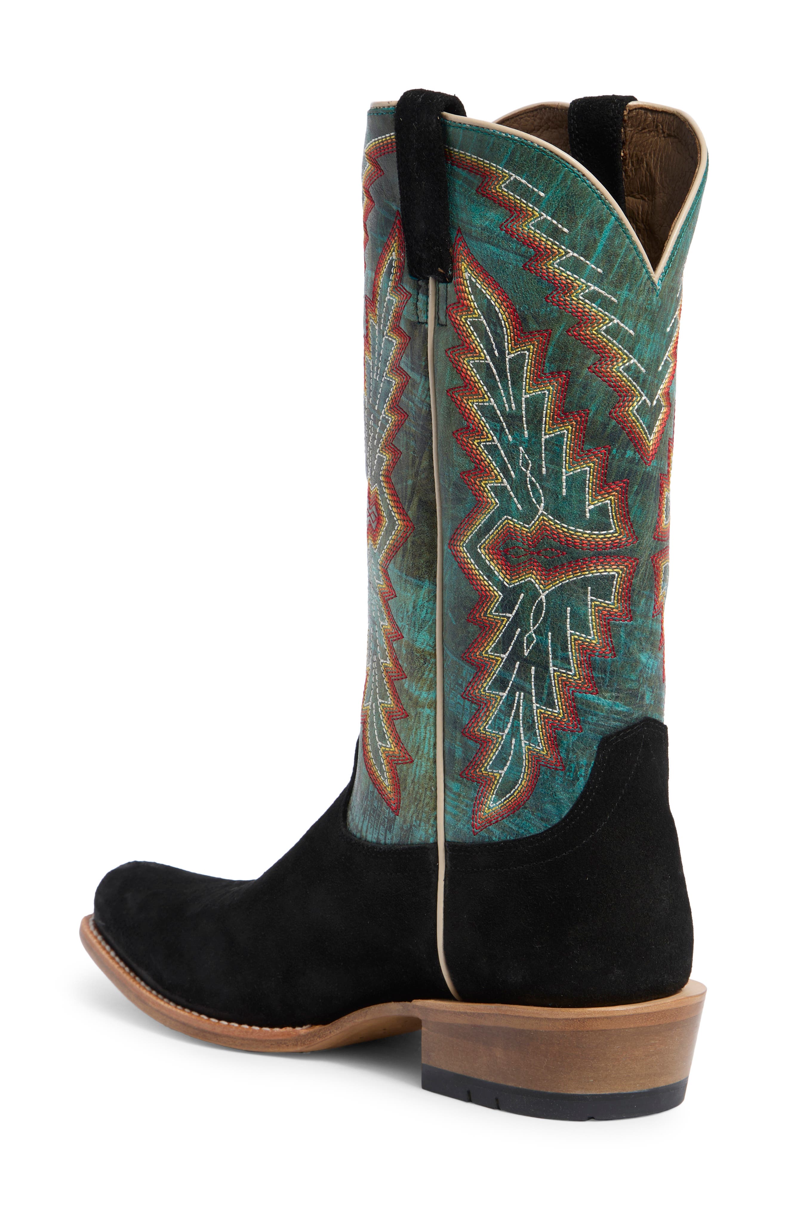 Futurity Showman Leather Cowboy Boot, Alternate, color, BLACK