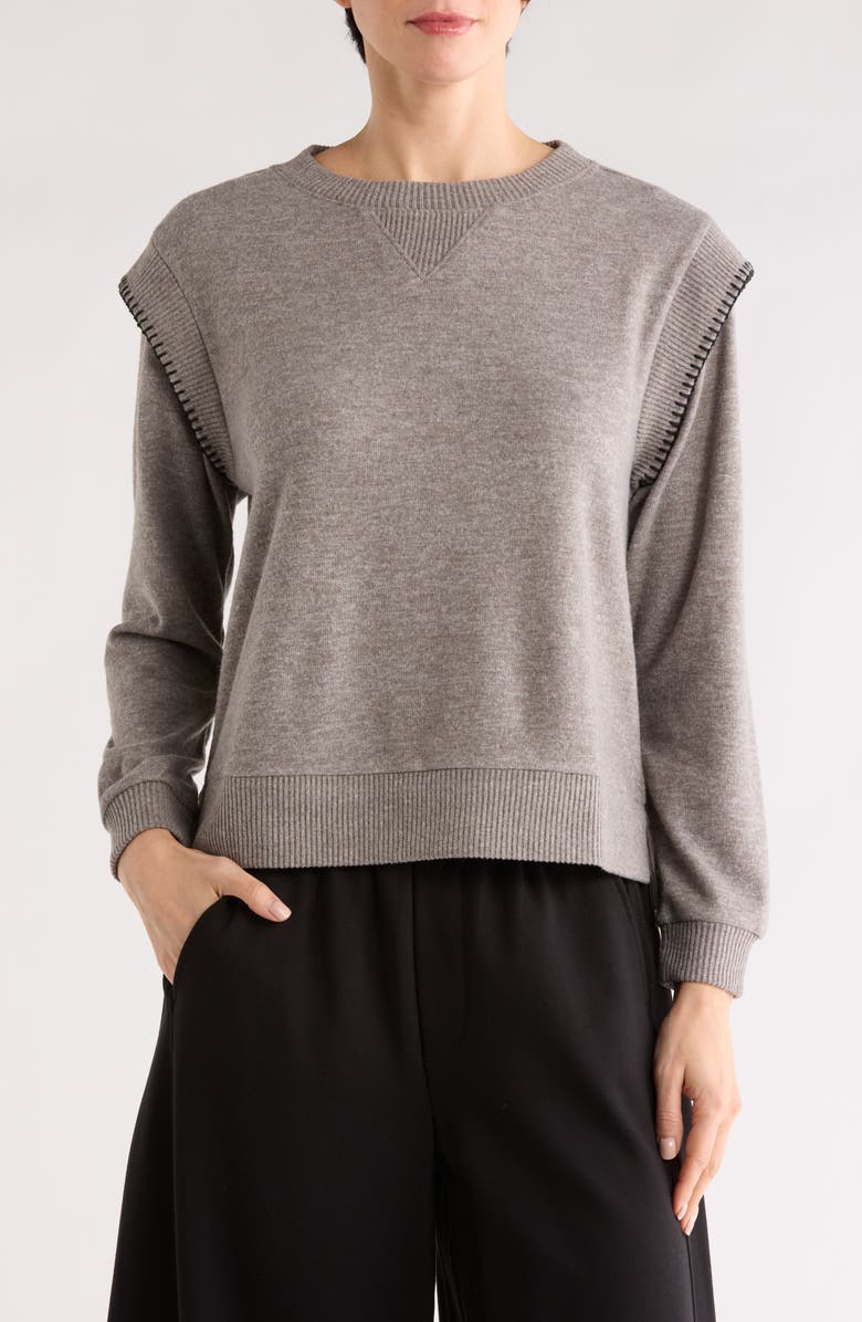 Democracy Whipstitched Sweatshirt, Main, color, Heather Putty/ Black