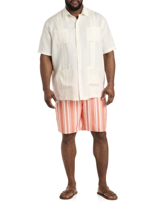 True Nation By Dxl Big & Tall Cabana Stripe Swim Trunks In Orange