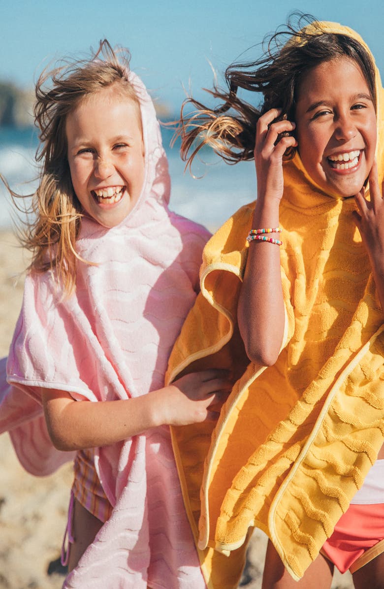 Feather 4 Arrow El Ray Hooded Cotton Terry Cloth Poncho, Alternate, color, Fairy Tale Pink