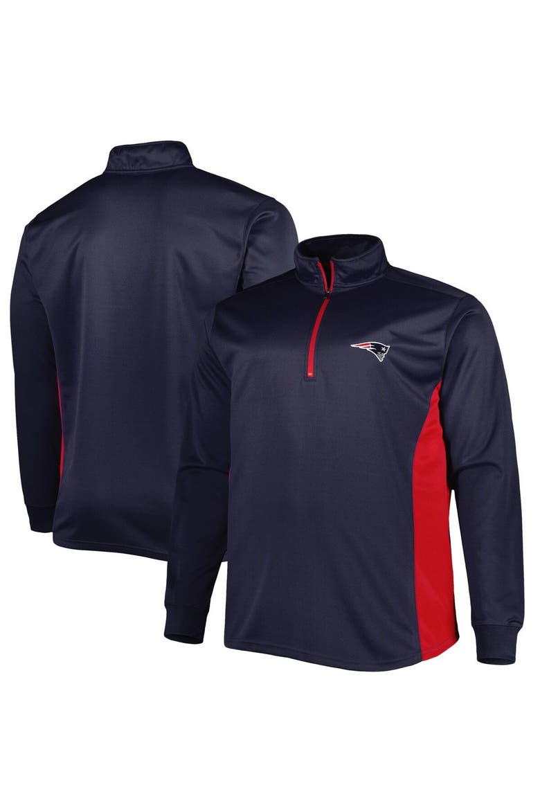 Men's Navy New England Patriots Big & Tall Quarter-Zip Top, Main, color, Navy
