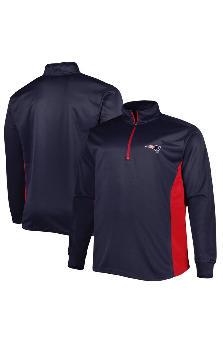 PROFILE Men's Navy New England Patriots Big & Tall Quarter-Zip Top, Main, color, 