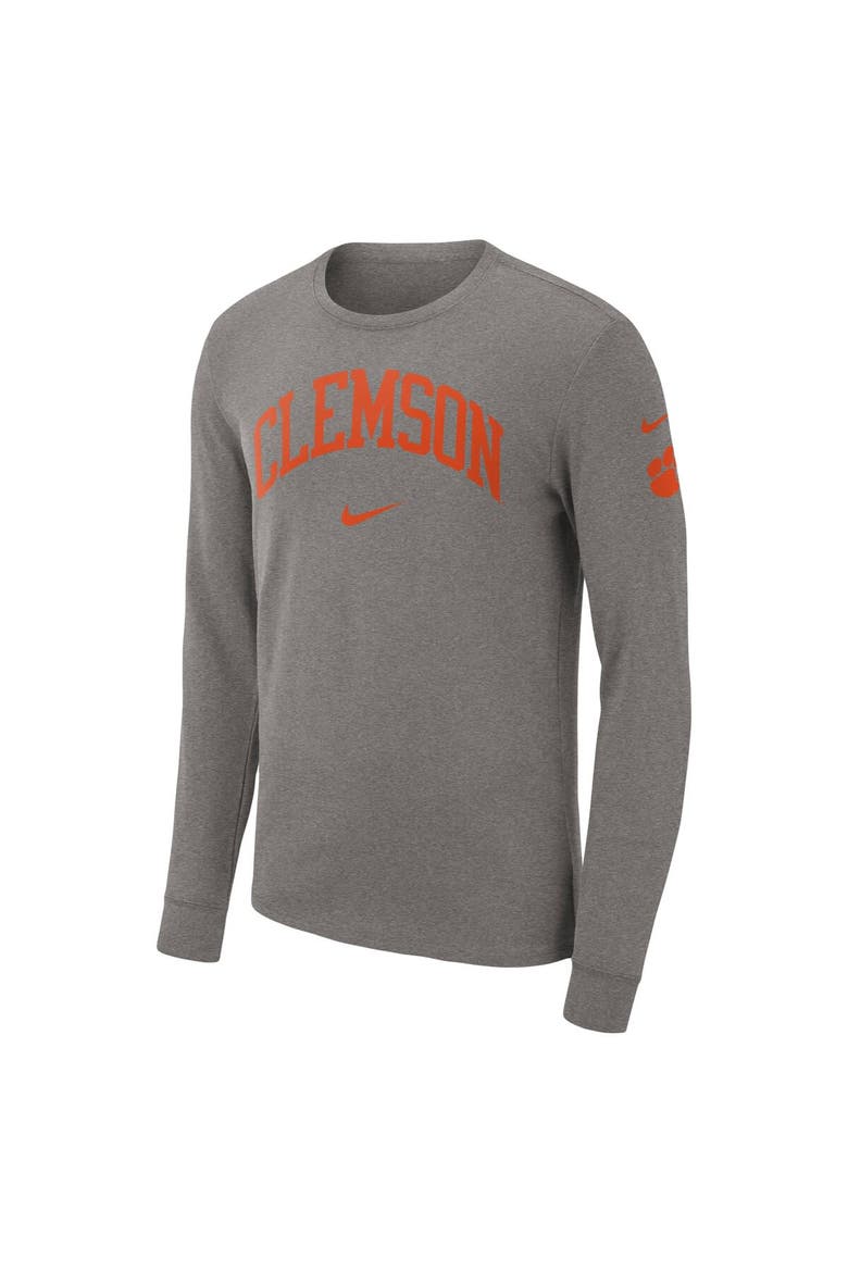 Men's Nike Heather Gray Clemson Tigers Arch 2-Hit Long Sleeve T-Shirt, Alternate, color, Heather Gray