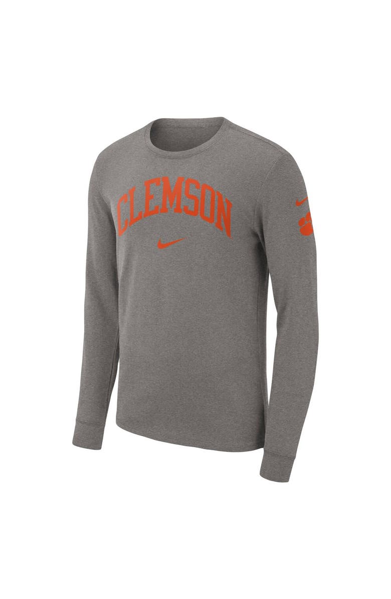 Nike Men's Nike Heather Gray Clemson Tigers Arch 2-Hit Long Sleeve T-Shirt, Alternate, color, 