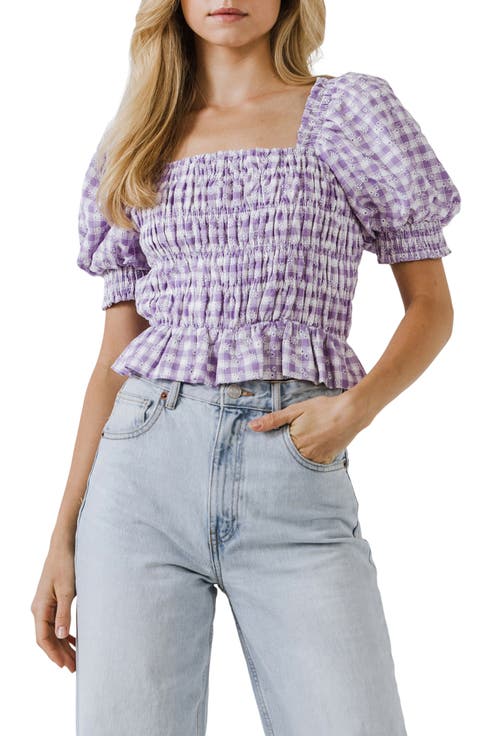 Embroidered Smocked Top