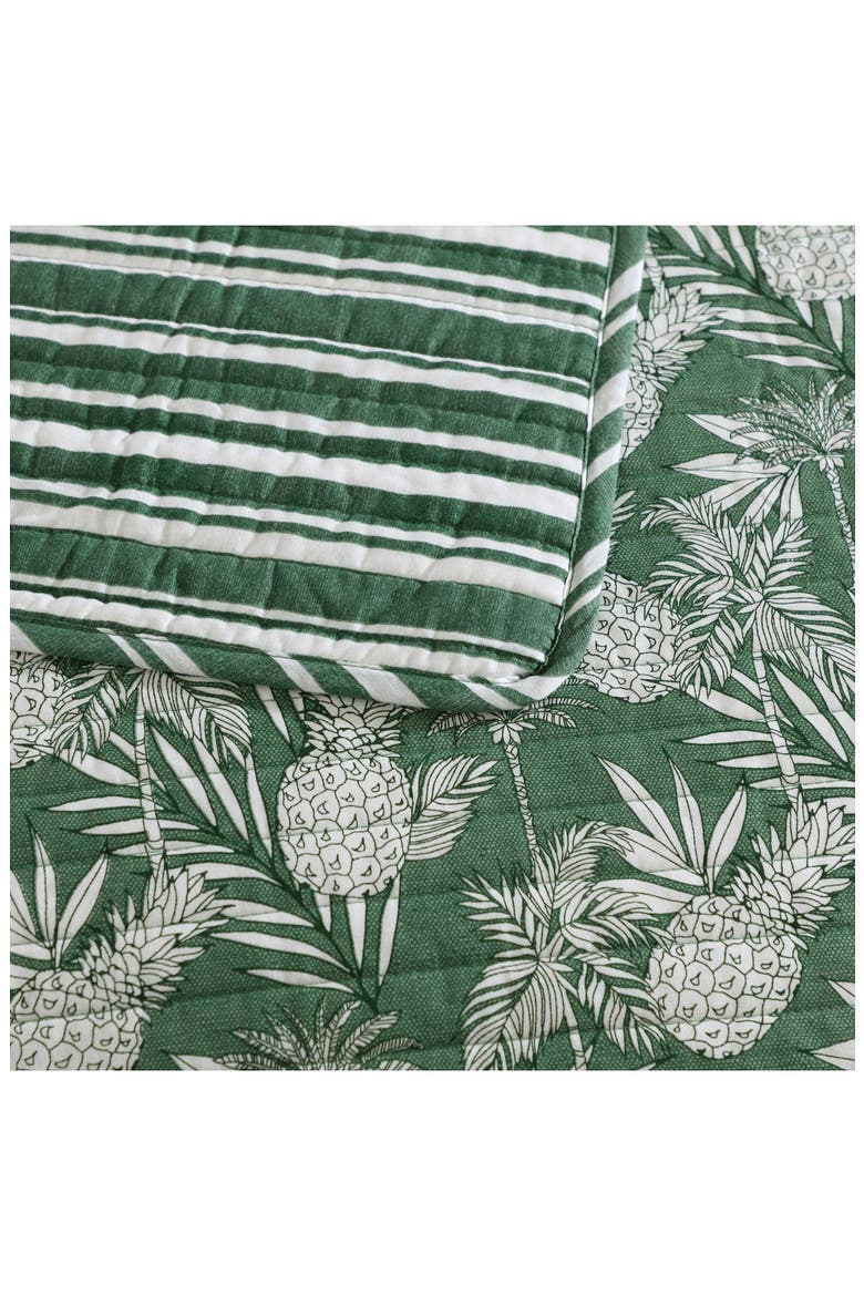 Pineapple Venture Cotton Quilt Set, Alternate, color, GREEN