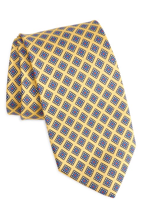 Mini Square Medallion Silk Twill Tie