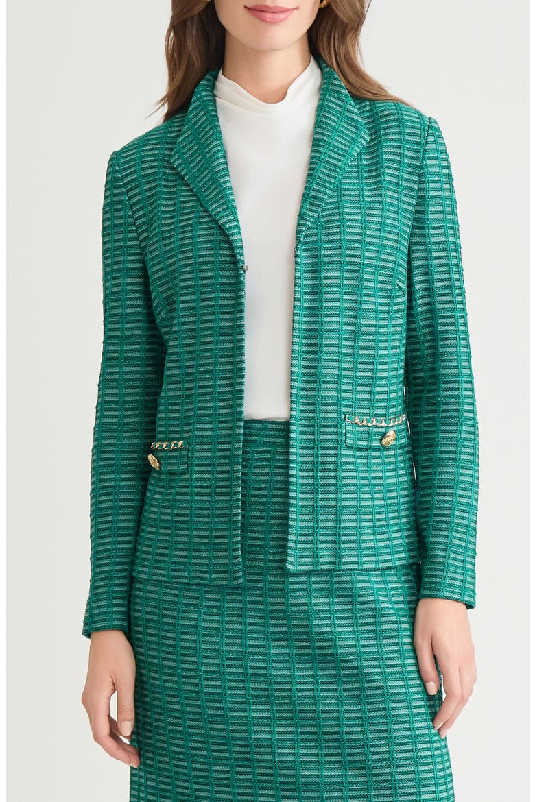 Chain Detail Ottoman Knit Jacket, Main, color, EVEREST/ BLACK/ IVORY