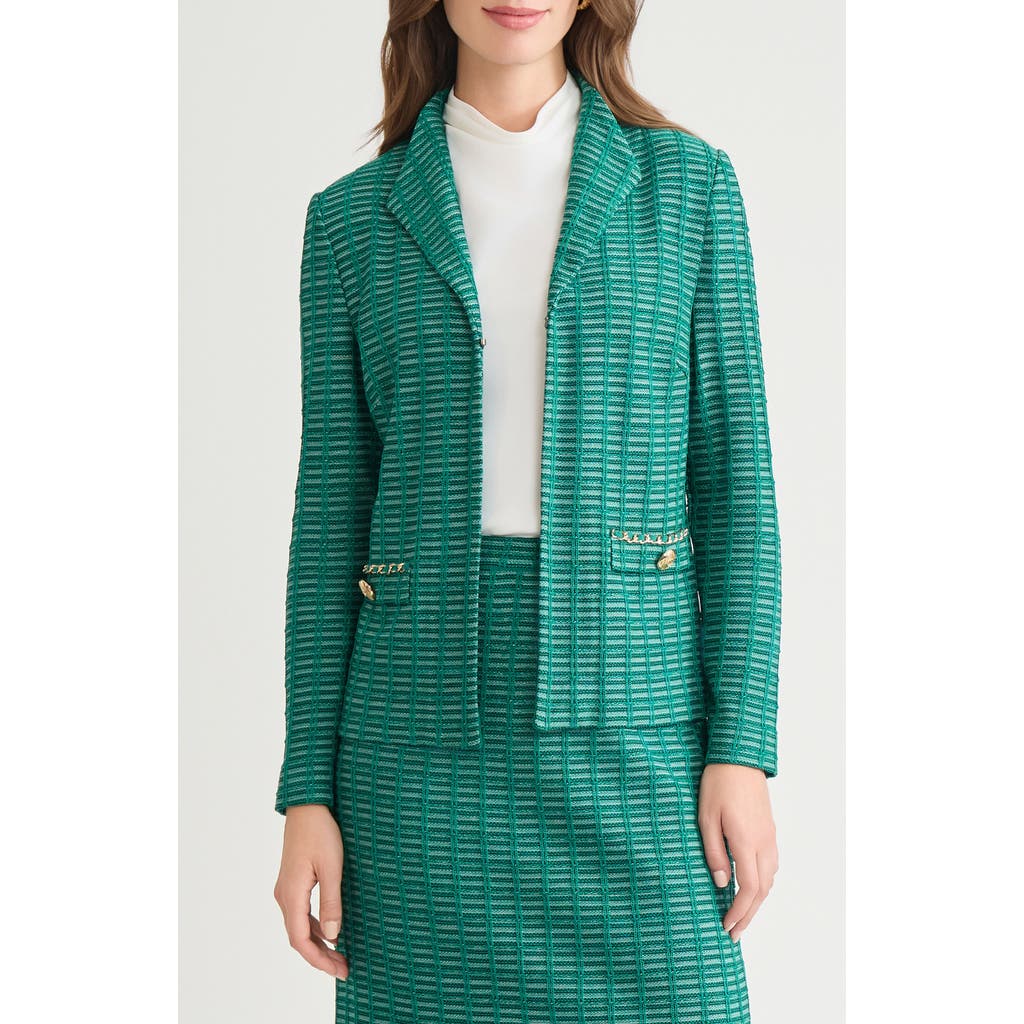 Ming Wang Chain Detail Ottoman Knit Jacket In Green