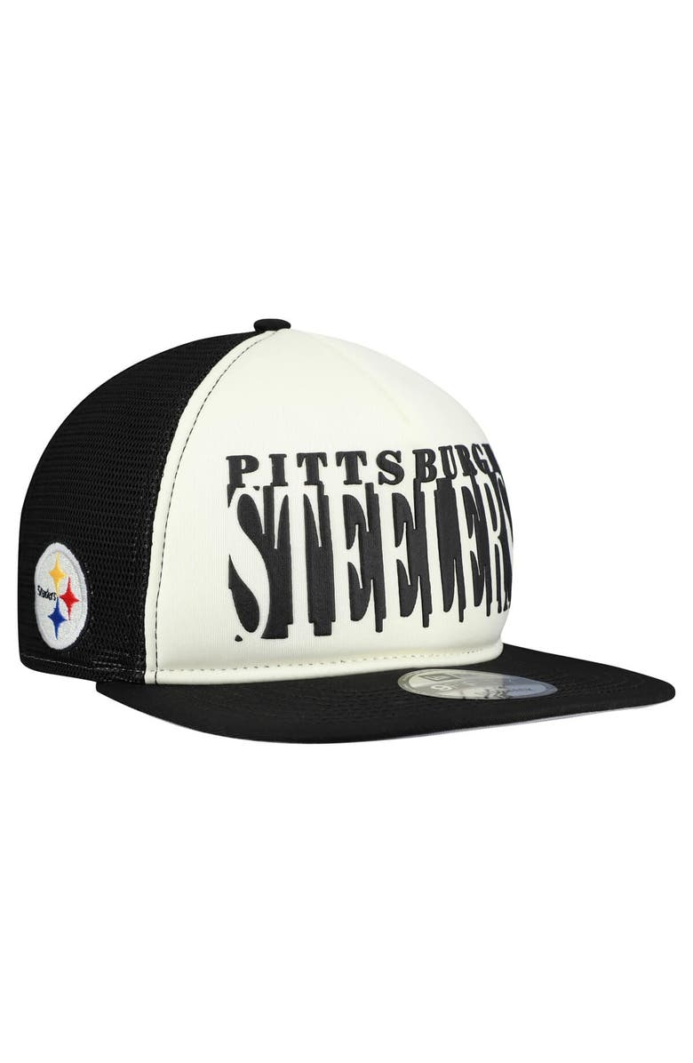 New Era Men's New Era Cream/Black Pittsburgh Steelers Cutout A-Frame 9FIFTY Snapback Hat, Main, color, Cream