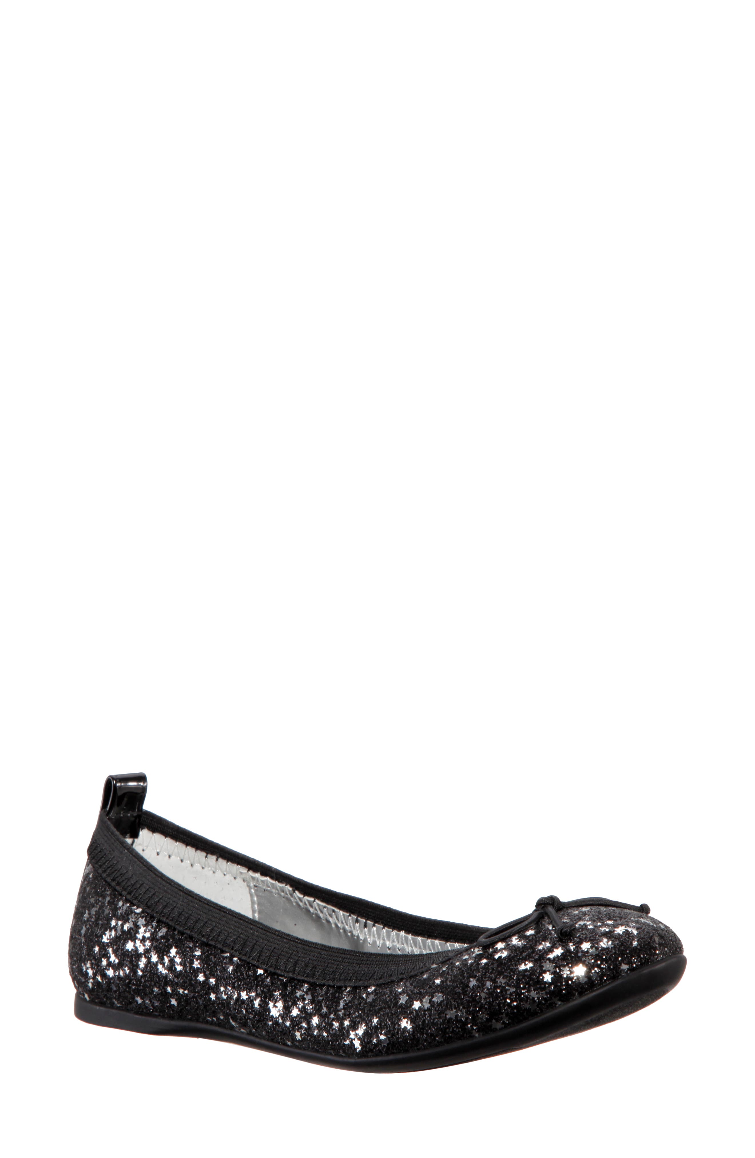 Nina Esther Ballet Flat, Main, color, Black Star Baby Glitter