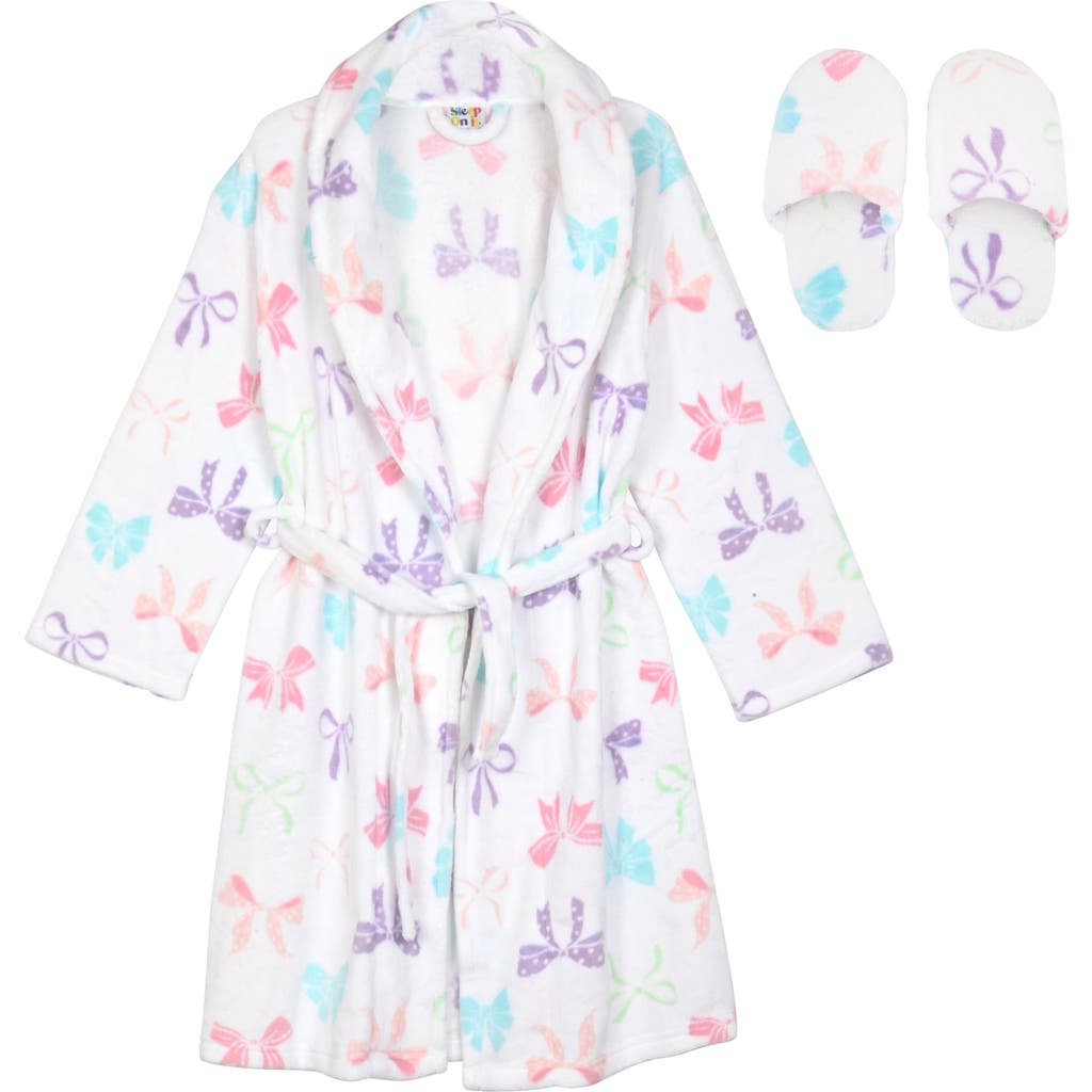 Sleep On It Kids' Fleece Flannel Robe & Slipper Set In Multi