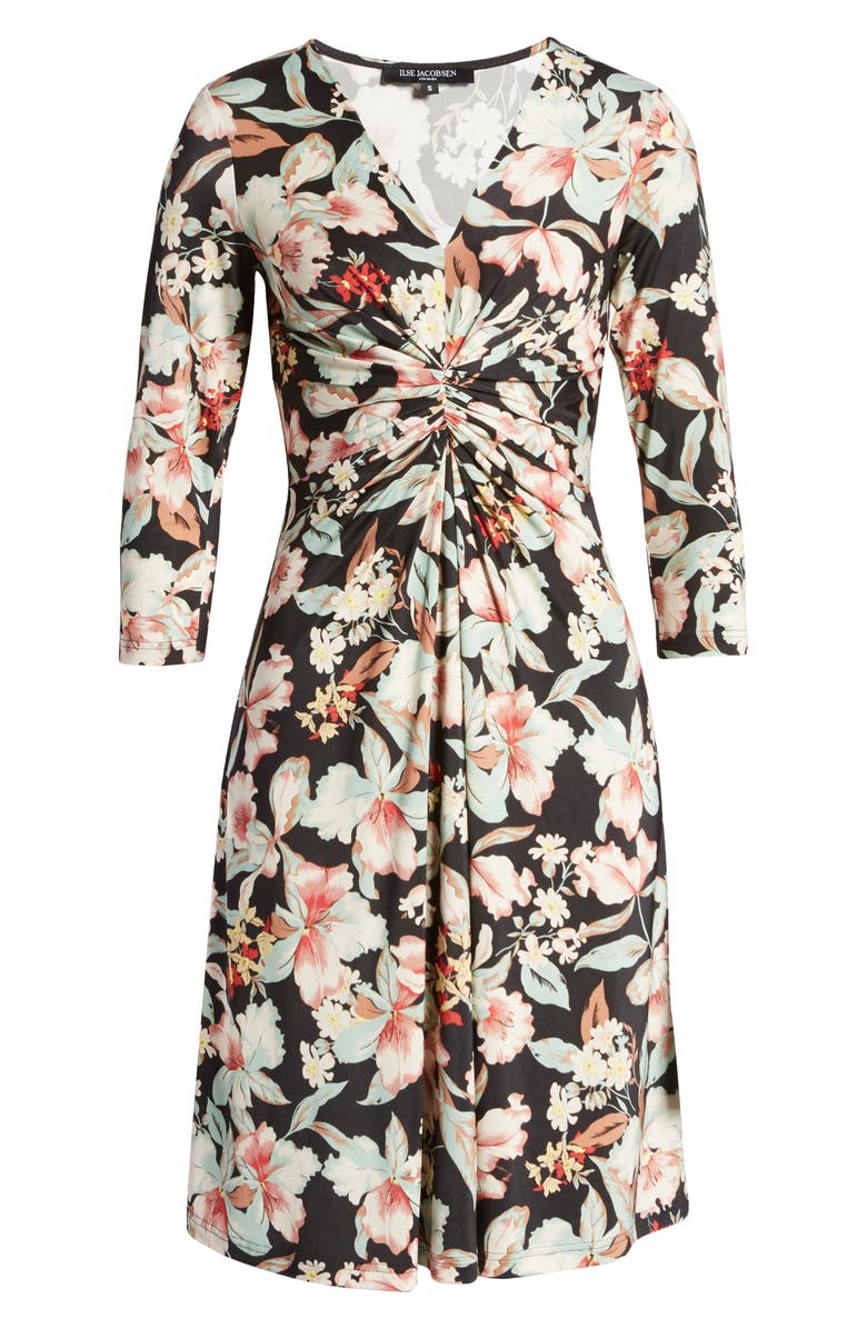 Ilse Jacobsen Floral Twist Front Fit & Flare Jersey Dress, Alternate, color,