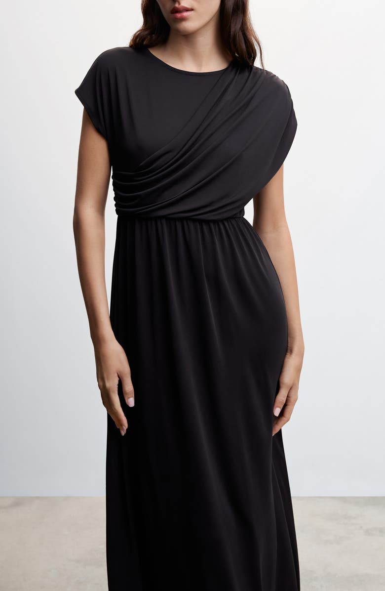 MANGO Drape Front Satin Dress, Alternate, color, 