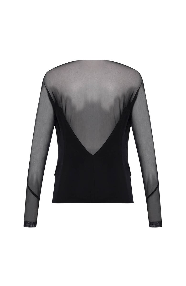 THEO The Label Aphrodite Mesh Sleeve Knit Jacket, Alternate, color, Black