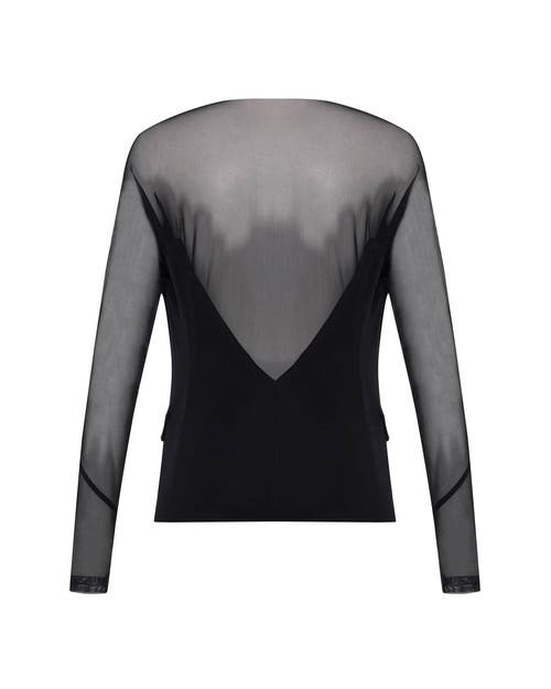 Theo The Label Women's Black Aphrodite Mesh Sleeve Knit Jacket In Black