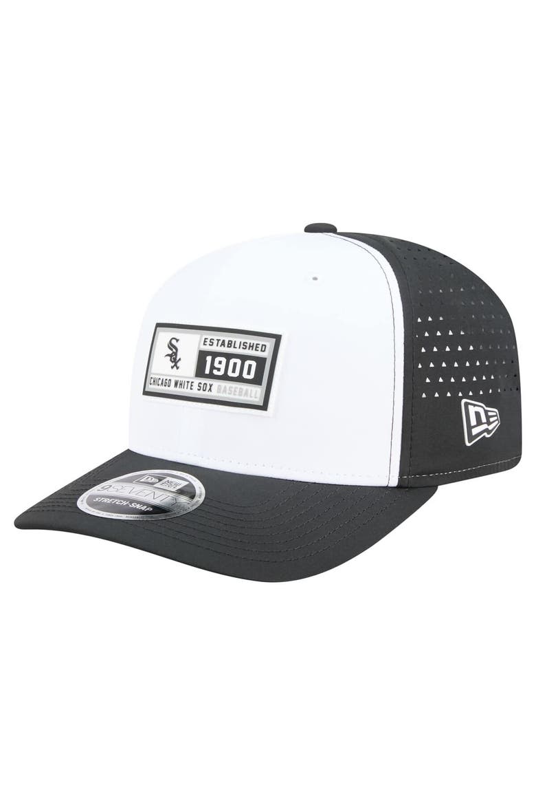 Men's New Era White/Black Chicago White Sox Established Patch 9SEVENTY Adjustable Hat, Main, color, White