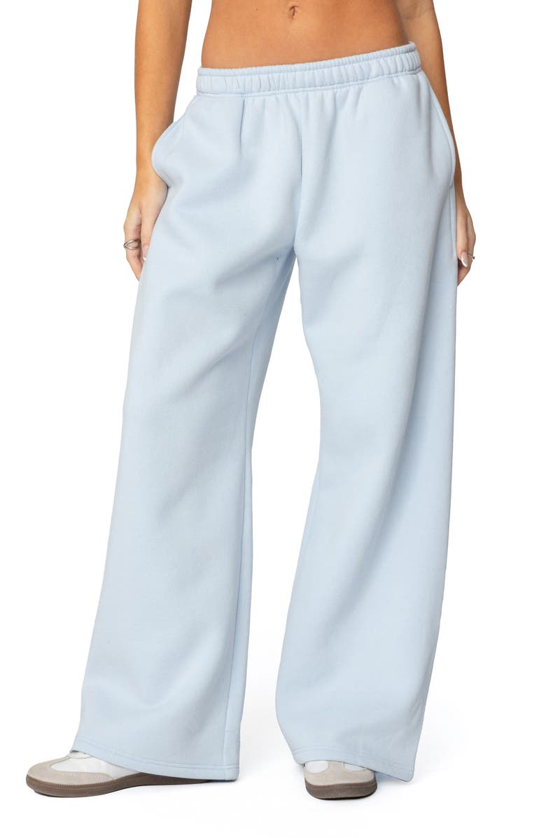 EDIKTED Bonney Bow Wide Leg Sweatpants, Main, color, Blue